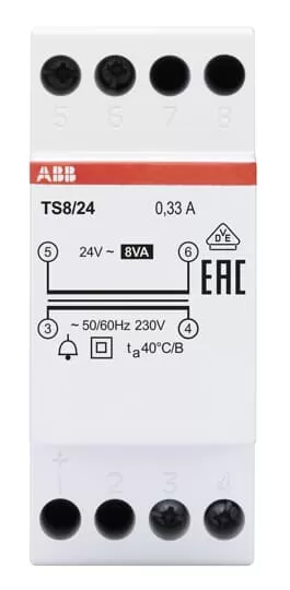 ABB TS8/24 Klingeltransformator 8VA, 24VAC 2CSM228675R0812