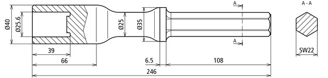 Dehn Hammereinsatz für Rohrerder D25mm L246mm Ausführung Fabrikat Atlas Copco 648007