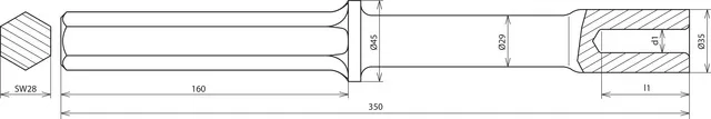 Dehn Hammereinsatz für Tiefenerder D20mm L350mm Ausführung Fabrikat Atlas Copco SW 28 620019