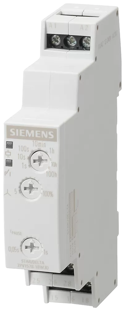 Siemens Zeitrelais, elektronisch, Stern-Dreieck-Funktion, 2S 7 Zeitbereiche 0,05s-100h 7PV15781BW30