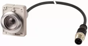 Eaton Drucktaste, flach, rastend, 1 Ö, Kabel (schwarz) mit M12A-Stecker, 4-polig, 1 m, ohne Tastenplatte, Frontring Metall 185998