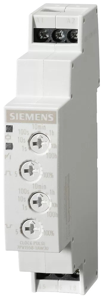 Siemens Zeitrelais, elektronisch, Taktgeber, 1W, 7 Zeitbereiche 0,05S-100H, AC/DC12-240V 7PV15581AW30