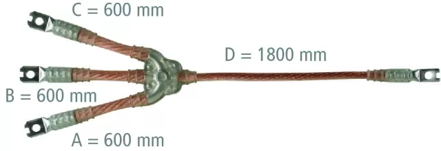 Dehn Erdungs- und Kurzschließseil 3-polig 70mm² mit aufgepressten Kabelschuhen VTCS2XV