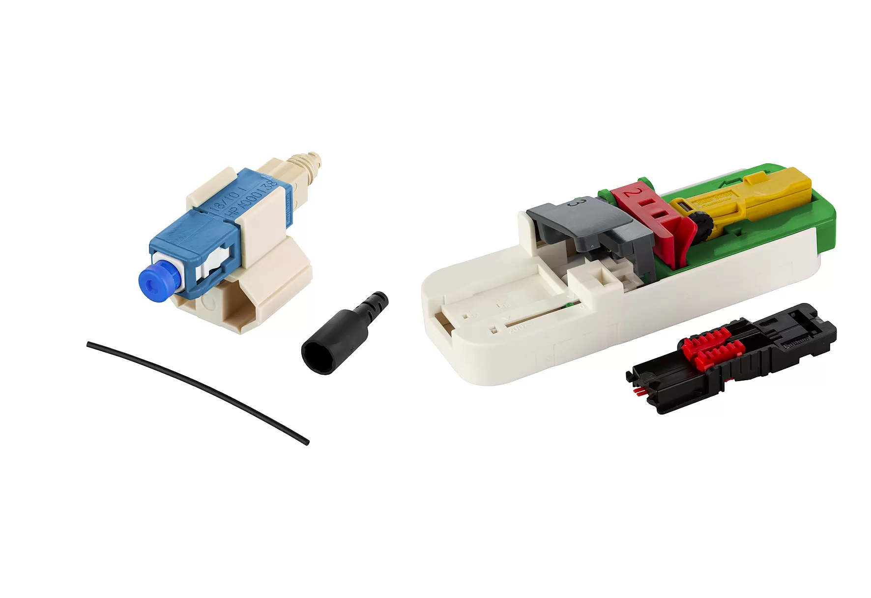 Metz Connect OpDAT FAST Hybrid Steckerbausatz SC UPC OS2 100 Stück für Adern Ø 0,25 + 0,9 mm inkl. Cleaver-Set und Faser-Guide 1509QAEO010C-E
