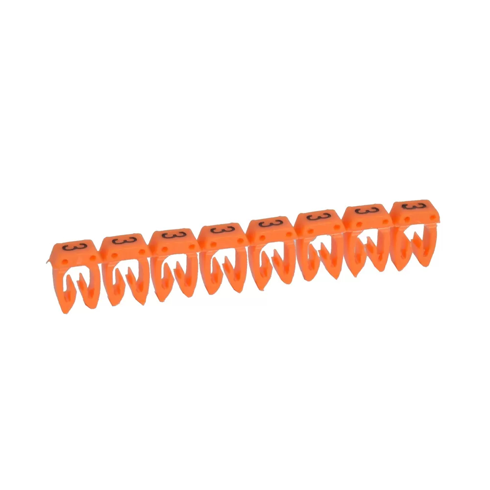 Legrand Kennzeichnungssystem CAB 3,f. Leiterquerschnitt 0,5 bis 1,5 mm²,Ziffer:3(Orange) 038213