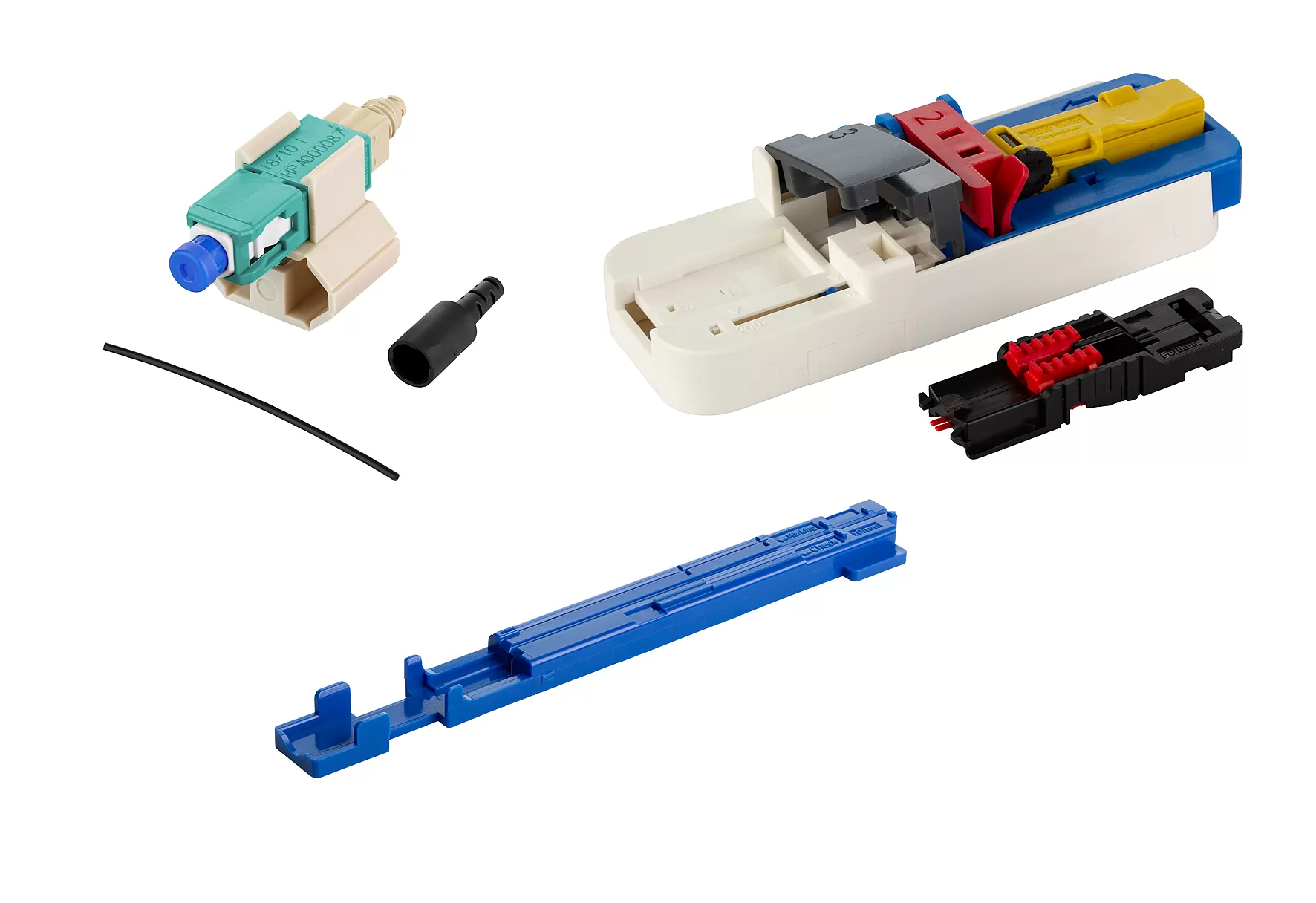 Metz Connect OpDAT FAST  Steckerbausatz SC PC OM3/OM4 20 Stück für Adern Ø 0,25 + 0,9 mm inkl. Cleaver-Set und Faser-Guide 1509MAEO002C-F