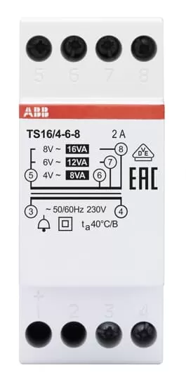 ABB TS16/4-6-8 Klingeltransformator 16VA, 4-6-8VAC 2CSM228655R0812