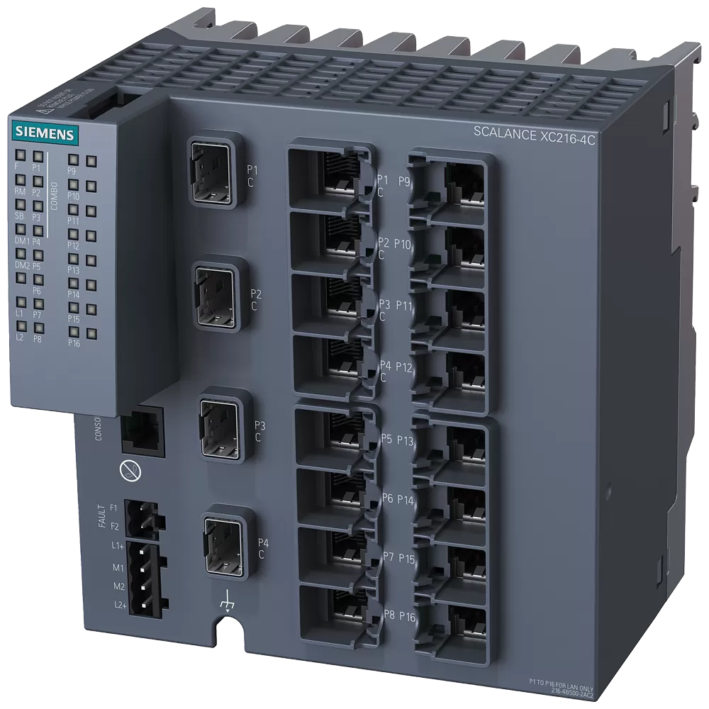 Siemens SCALANCE XC216-4C, managed L2 Switch, 12x RJ45, 4x Comboport (SFP/RJ45) 6GK52164BS002AC2