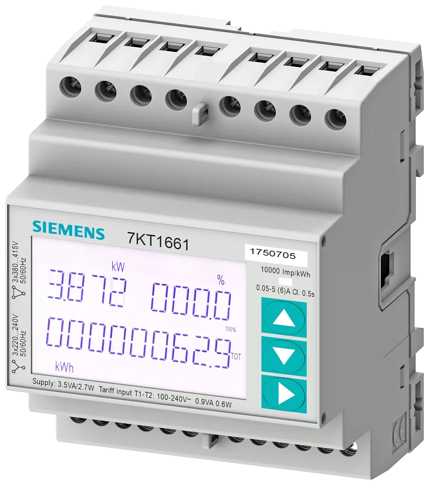 Siemens SENTRON Messgerät 7KT PAC1600, 3-phasig, 5 A, Hutschiene, Modbus RTU 7KT1661