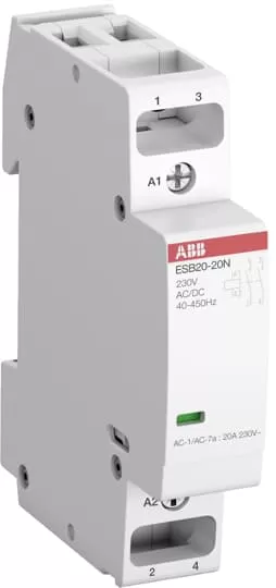 ABB ESB20-02N-06 Installationsschütz 20 A, 0S/2Ö, 230 V AC/DC 1SBE121111R0602