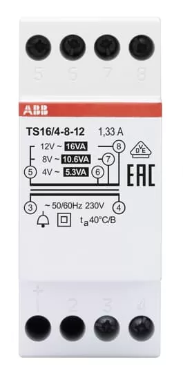 ABB TS16/4-8-12 Klingeltransformator 16VA, 4-8-12VAC 2CSM228625R0812